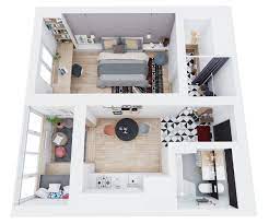 3 Modern Style Apartments Under 50 Square Meters Includes Floor Plans Apartment Floor Plans House Floor Plans Studio Apartment Floor Plans