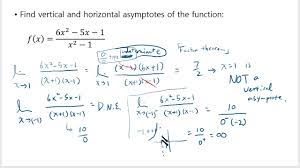 Another way of finding a horizontal asymptote of a rational function: Finding Vertical And Horizontal Asymptotes Using Limits Youtube