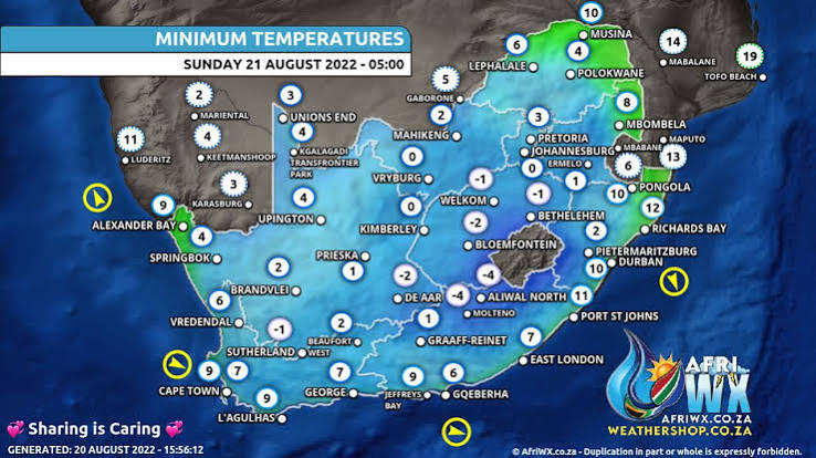 Southern Africa Weather Forecast Maps Sunday 21 August 2022 - AfriWX