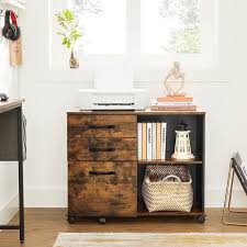 Meubles de rangement bureau résidentiel. Vasagle Caisson 3 Tiroirs Meuble Rangement Bureau Avec Compartiments Ouverts Style Industriel Marron Rustique Et Noir Ofc041b01 Cdiscount Maison