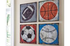 Dream baseball room, boy's baseball room, kid, preteen, teen, vintage, antique, diy. Dessa Wall Decor Set Of 4 Ashley Furniture Homestore