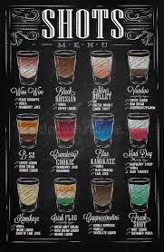Photo About Set Of Shots Menu With A Shots Drinks With Names In Vintage Style Stylized Drawing With Chalk O Drinks Alcohol Recipes Alcohol Drink Recipes Drinks