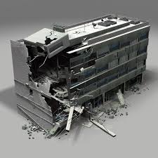 Destroyed Building 3d Model 3d Model In 2020 Building Ruins Urban Landscape