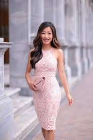 Wedding Guest Outfit Idea Blush Pink Lace Pencil Dress Item Details Are On The Blog Wedding Guest Dress Summer Best Wedding Guest Dresses Lace Pink Dress