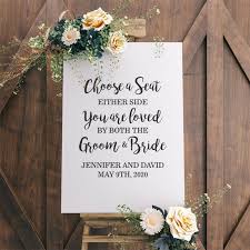 This free svg cutting file contains the following formats Personalised Choose A Seat Not A Side Wedding Sign White With Black Printed Design