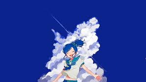 Hd wallpapers and background images. Hd Wallpaper Anime Manga Anime Girls Simple Background Blue Blue Background Wallpaper Flare