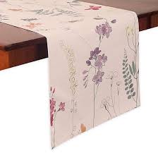 Floral Sketch 70 Inch Table Runner In Natural Bed Bath Beyond Table Runners Bed Bath And Beyond Linen Table Runner