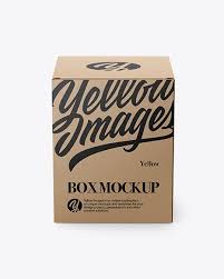 Kraft Paper Box Mockup Front View High Angle Shot In Box Mockups On Yellow Images Object Mockups In 2020 Box Mockup Mockup Free Psd Free Psd Mockups Templates