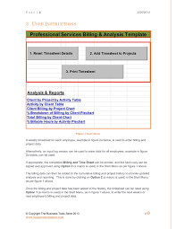 Professional Services Billing Timesheet And Analysis User