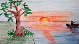 Get stunning sunset pictures in our handpicked collection for free. How To Draw A Landscape Scenery Of Sunset And River Sunrise Scenery Youtube