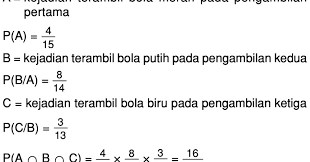 Diambil sebuah bola secara acak, peluang terambil bola biru. Di Dalam Kantong Terdapat 4 Bola Merah 8 Bola Putih Dan 3 Bola Biru Bola Bola Tersebut Mas Dayat