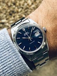Rolex Oysterdate Datejust Precision Ref 6694 Blue Dial Mens Dress Watch Box Montre Rolex Idees Vintage Watches For Men Vintage Watches Omega Watch Vintage
