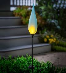 Solar Flame Dark Blue Finial Frosted Glass Torch 33 H In 2020 Frosted Glass Outdoor Lamp Solar Path Lights