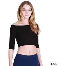 Black Boat Neck Crop Top Nikibiki Women S Seamless Half Sleeve Off Shoulder Crop Top 23 Liked On Polyvore Featuring To Off Shoulder Crop Top Short Sleeve Cropped Top Slimming Tops