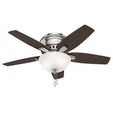 Ceiling fans with remote control included are perfect for areas such as bedrooms where you don't have to get out of bed to change the settings of your ceiling fan, such as the speeds of the fan and light on/off or light dimming.most of these ceiling fans are also adapatable to have a wall control added so you can control the fan from two locations. Hunter Newsome 42 In Indoor Low Profile Brushed Nickel Ceiling Fan With Light Kit Bundled With Handheld Remote Control 51082r The Home Depot