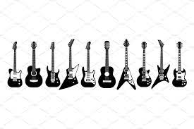 Black And White Guitars Acoustic Guitar Doodle Guitar Outline Music Notes Drawing