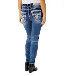 Rock Revival Dark Wash Embellished Pocket Easy Ankle Skinny Jeans Women