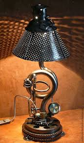 Steampunk Table Lamp With Clock And Timer Id Lights Steampunk Table Lamp Steampunk Lamp Table Lamp