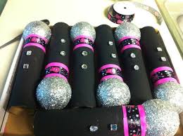 Diy Microphones I Recreated Using Paper Towel Rolls Foam Balls And Glitter Rock Star Party Pop Star Party Disco Party