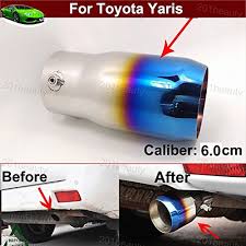 As well, our selection of shiny polished stainless exhaust tips enhance your exterior style. 1pcs Car Stainless Steel Exhaust Tail Pipe Tip Tailpipe Muffler Cover Trim Emblems Blue Color Custom Fit For Toyota Yaris 2009 2010 2011 2012 2013 2014 2015 2016 2017 2018 2019 2020 Buy Online In Burundi At Burundi Desertcart Com Productid 46287687