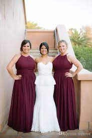Dare to stand out in our plus size bridesmaid dress. Elegant Burgundy Plus Size Chiffon Long Bridesmaid Dresses Halter Neckline Pleat Zipper 2019 Maid Of Honor Gowns Evening Formal Dress Cheap From Toprated 71 2 Bridesmaid Dresses Plus Size Bridesmaid Dresses Long