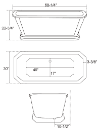 The bathrooms in many homes, particularly older or small homes, are sized to house a standard alcove tub, which is 60 inches long, 32 inches wide, and 18 inches deep on the outside measurements. Bathtub Dimensions Standard Size