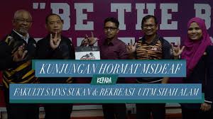 Ptar uitm caawangan negeri sembilan terletak di aras 1 dan 2 bangunan akademik fakulti sains gunaan. Kunjungan Hormat Msdeaf Kepada Fakulti Sains Sukan Dan Rekreasi Uitm Shah Alam Youtube