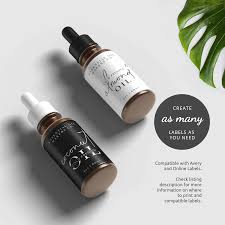 Address labels, shipping labels, id labels, file folders Dropper Bottle Label Template Wrap Around Label Minimalist