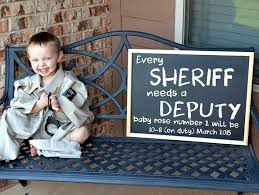 Baby brother arriving june 2019. Our Baby Announcement It Just Seemed Fitting For Our Deputy Daddy Baby 2 Announcement Baby Announcement Baby Number 2 Announcement