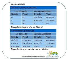 Add to my workbooks (30). Spanische Grammatik Possessivadjektive Und Possessivpronomen Spanischkurse In Andalusien Spanien