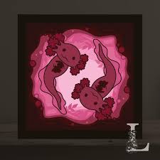 NEW design available in my “Layers and All” Etsy shop! My dad recently got  two super cute axolotls, and they are what inspired this new, layered  shadowbox design. Aren't they just adorable?!