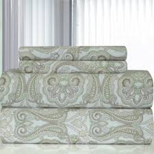 Flannel duvet cover set feathers pattern thermal bedding 100% brushed cotton. Pointehaven Heavy Weight 170 Thread Count Paisley 100 Cotton Flannel Sheet Set Reviews Wayfair