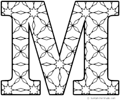If you don't have time to color the images, print the letters onto colored paper and cut the letters from this before adhering the letters to a coordinating. Free Printable Alphabet Coloring Letter M With Pattern For Kids And Adults Coloring Letters Alphabet Coloring Alphabet Coloring Pages