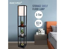 I think it goes great in a living. Led Wood Floor Lamp Storage Shelf Reading Light Standing Accent Home Bedroom Newegg Com