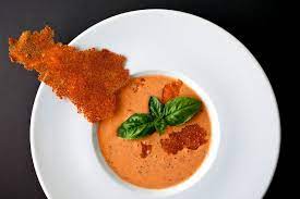 Creamy Garlicky Tomato Gazpacho With Crunchy Pecorino Tomato Gazpacho Gazpacho Summer Soup