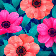 Gratuiti a scopo commerciale immagini di alta qualità Sfondo Tropicale Luminoso Con Fiori Rosa E Corallo Bellissimi Anemoni Vettore Stock Crushpixel