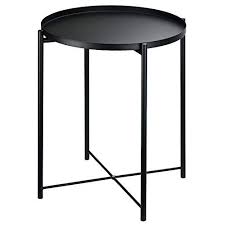 Tray Metal Round Side End Table Black Folding Side Table For Outdoor Or Indoor Use Anti Rust And Waterproof In 2020 Round Black Coffee Table Side Table Ikea Side Table