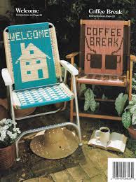 Welcome Coffee Break Macrame Chairs 1970s Macrame Patio Etsy In 2020 Macrame Chairs Patterned Chair Patio Lawn Chairs