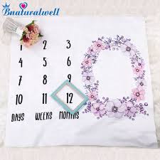 Us 6 36 20 Off Bnaturalwell Baby Milestone Blanket Watercolor Floral Blanket Newborn Photo Backdrop Flower Month Growth Chart Gift Bc022s In