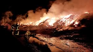 Within 15 minutes it was fully engulfed. Giant Barn Fire Southwestern Ontario Canada Firefighting
