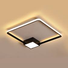 Acrylic Square Ring Led Lighting Fixture Simplicity Ultra Thin Ceiling Flush Mount In Black White Beautifulhalo Com