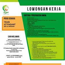 Instagram/@rmu.idpt reska multi usaha (rmu), selaku anak usaha pt kereta api indonesia (kai) membuka program magang pada 2021. Lowongan Kerja Train Attendant Pt Reska Multi Usaha Minimal Sma Smk