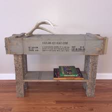 Wooden Ammo Box Table Vintage Military Furniture Repurposed Etsy Industrial Furniture Military Furniture Crate Table