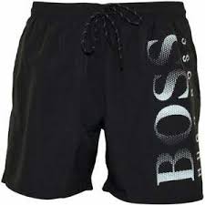 Details About Hugo Boss Mens Octopus Branded Swim Shorts In Black Bnwt