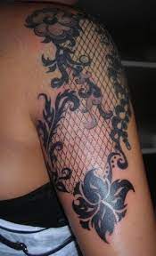 Beautiful Lace Quarter Sleeve Tattoo So Feminine Quarter Sleeve Tattoos Black Lace Tattoo Lace Tattoo