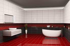 Bathroom Designs With Red Floor And Black Wall Decor Images Black Bathroom Bathroom Red Red Bathroom Decor Bathroom humor presented in a wonderfully chic, modern manner.