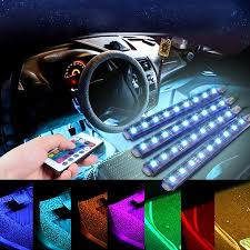 Grtsunsea 4 In 1 Car Interior Light 5050 Smd 36 Led Rgb Vehicle Floor Decorative Strip Atmosphere Neon Light Kit Infrared Control Wireless Remote Walmart Co In 2020 Car Interior Car Interior