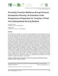 But before a business can be a genuine success, there is a gr. Pdf Promoting Transition Resilience Through Personal Development Planning An Evaluation Of The Perspectives Of Preparation For Transition Of Final Year Undergraduate Nursing Students