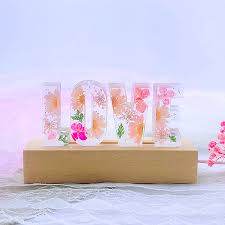 We introduce you to the resin casting technique. Dried Flowers Resin Name Lamp Custom Letter Led Lamp Dried Flower Gift In Personalized
