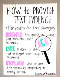 How To Provide Text Evidence Anchor Chart Rockin Resources